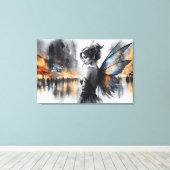 神秘的な妖精の霧の白熱［赤熱］光を放つ街のエーテルの翼 キャンバスプリント (インサイチュ (ウッドフロア))