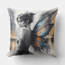 神秘的な妖精の霧の白熱［赤熱］光を放つ街のエーテルの翼 クッション