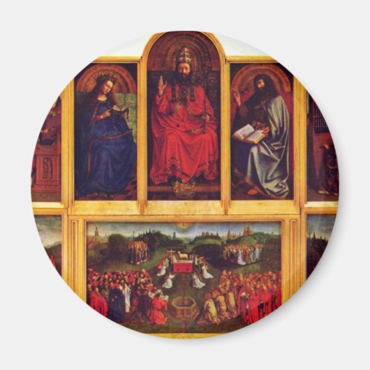 神秘的な子羊の情景のゲント祭壇 マグネット (正面)