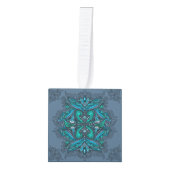 神秘的な孔雀の羽 キューブオーナメント (正面)