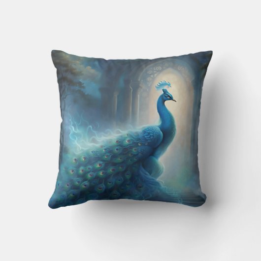 神秘的な孔雀 クッション (裏面)