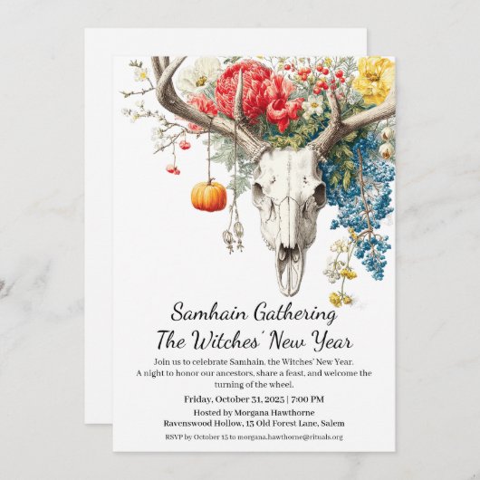神秘的な季節 | サムハイン ウィッチの新年 招待状 (正面/裏面)