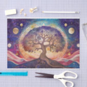 神秘的な宇宙の木の生活 – スピリチュアルボホーウォール 薄葉紙 (クラフト)