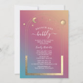 神秘的な宝石金ゴールド天空ブライダルシャワー 招待状 (正面)