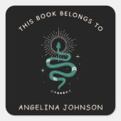 神秘的な密教蛇の魔法の名前蔵書票 スクエアシール (正面)