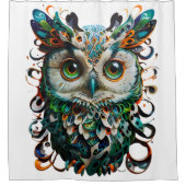 『神秘的な対称性鮮やかフクロウ・アート』 シャワーカーテン (正面)