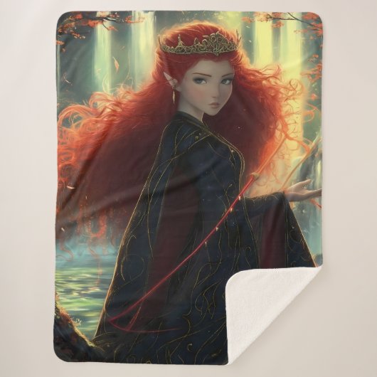 神秘的な小妖精や小人のファンタジー林 シェルパブランケット (正面)