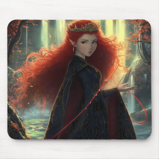神秘的な小妖精や小人のファンタジー林 マウスパッド (正面)