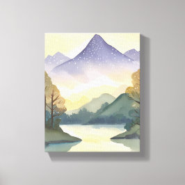 神秘的な山々 | 水彩風景画 キャンバスプリント