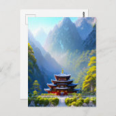 神秘的な山寺 ポストカード (正面/裏面)