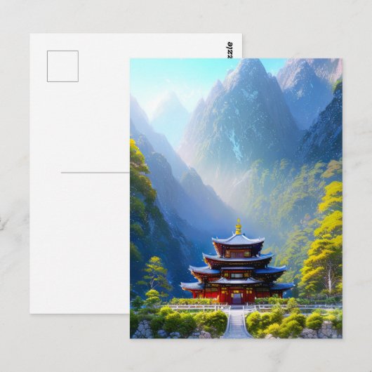 神秘的な山寺 ポストカード (正面/裏面)