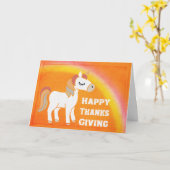 神秘的な幸せな感謝祭ユニコーン カード (黄色い花)