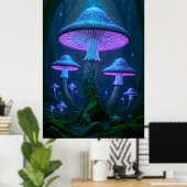 神秘的な幻想の森の生物発光の自然 ポスター (ホームオフィス)