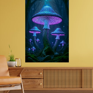 神秘的な幻想の森の生物発光の自然 ポスター