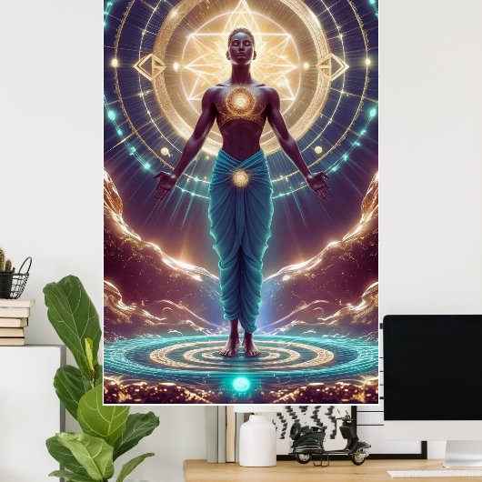 神秘的な幾何学 – 魂の輝き ポスター (ホームオフィス)