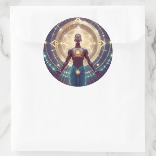 神秘的な幾何学 – 魂の輝き ラウンドシール (バッグ)