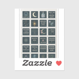 神秘的な庭のステッカーシート – 月光の花模様 シール