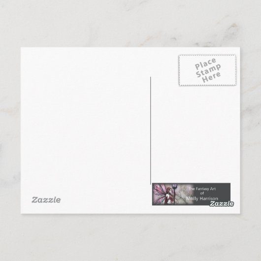 神秘的な庭の花の妖精の水彩はがき ポストカード (裏面)