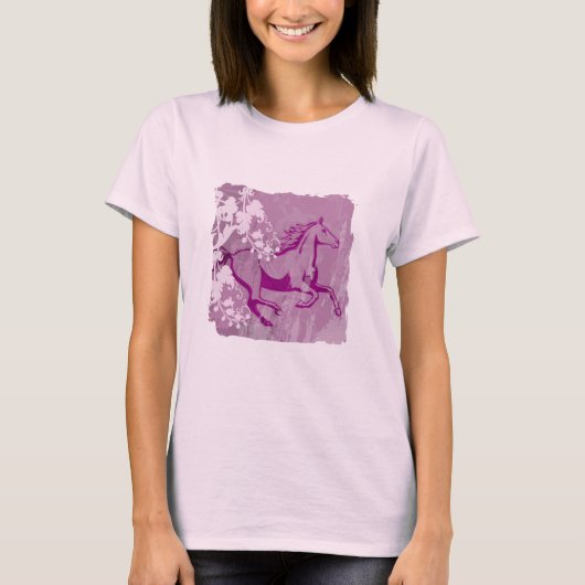 神秘的な庭の馬(Lt Purple) Tシャツ (正面)