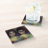 神秘的な庭園：フローラの夢 ガラスコースター (アングル)