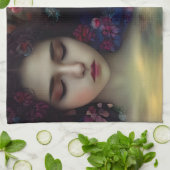 神秘的な庭園：フローラの夢 キッチンタオル (折り畳み)