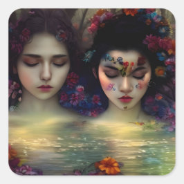 神秘的な庭園：フローラの夢 スクエアシール