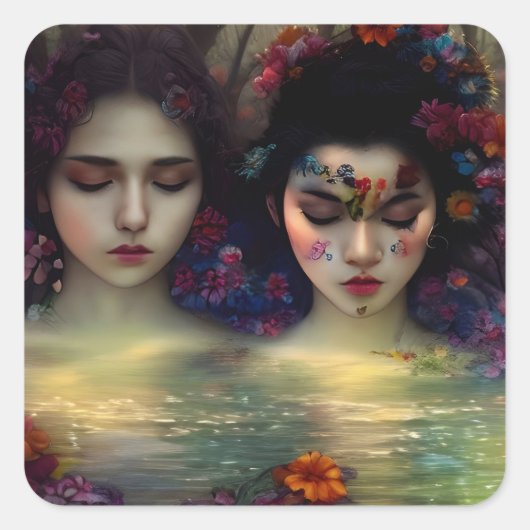 神秘的な庭園：フローラの夢 スクエアシール (正面)