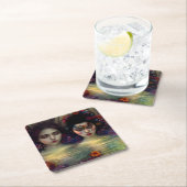 神秘的な庭園：フローラの夢 スクエアペーパーコースター (インサイチュ)