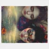 神秘的な庭園:フローラの夢 フリースブランケット (正面(横))