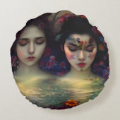 神秘的な庭園：フローラの夢 ラウンドクッション (裏面)