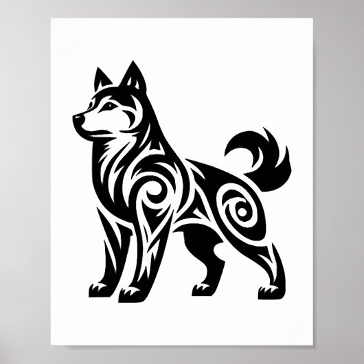神秘的な強力な部族のハスキー犬 ポスター (正面)