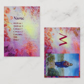 神秘的な思い出モノグラムピンク紫の青の赤 名刺 (正面/裏面)