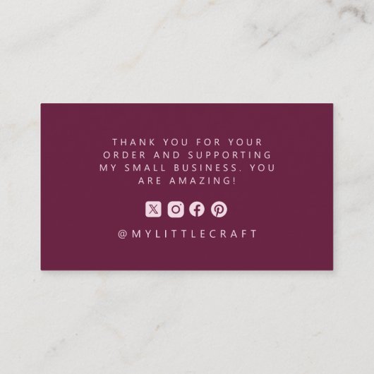 神秘的な感謝のためにあなたショッピングスモールクランベリー 名刺 (裏面)