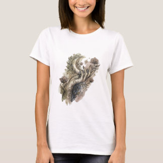 神秘的な手と三日月 ボヘミアン水彩画 フリー Tシャツ