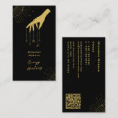 神秘的な手のエネルギー癒しQRコードビジネスカード 名刺 (正面/裏面)