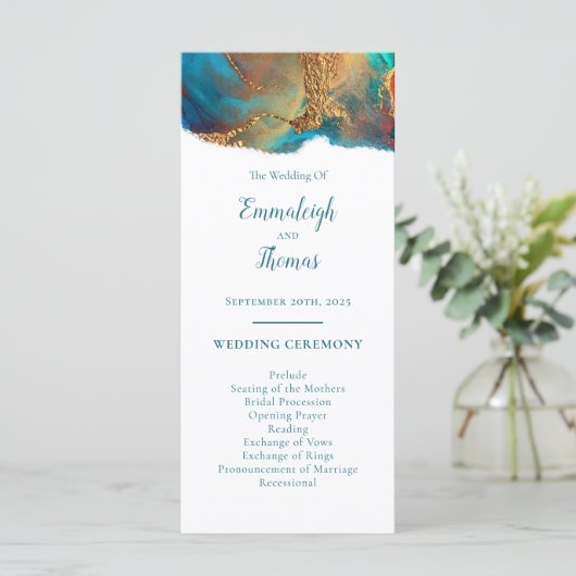 神秘的な抽象芸術ティール（緑がかった色）コーラル結婚金ゴールド プログラム (スタンド正面)