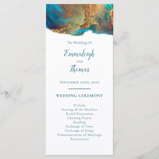神秘的な抽象芸術ティール（緑がかった色）コーラル結婚金ゴールド プログラム (正面)