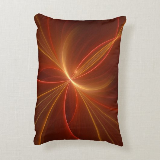 神秘的な抽象芸術フラクタルアートモダンの暖かい色 アクセントクッション (裏面(縦))