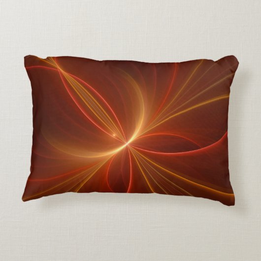 神秘的な抽象芸術フラクタルアートモダンの暖かい色 アクセントクッション (裏面)
