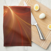 神秘的な抽象芸術フラクタルアートモダンの暖かい色 キッチンタオル (四つ折り)