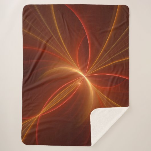 神秘的な抽象芸術フラクタルアートモダンの暖かい色 シェルパブランケット (正面)