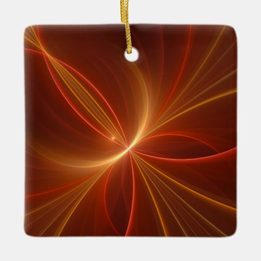 神秘的な抽象芸術フラクタルアートモダンの暖かい色 セラミックオーナメント (正面)