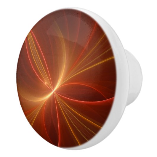 神秘的な抽象芸術フラクタルアートモダンの暖かい色 セラミックノブ (右)