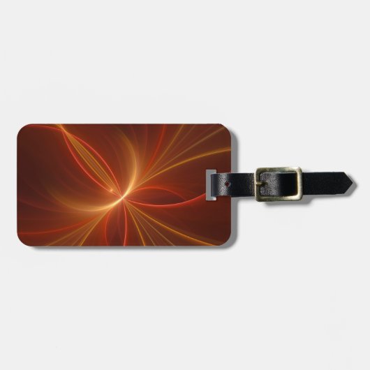 神秘的な抽象芸術フラクタルアートモダンの暖かい色 ラゲッジタグ (正面横)