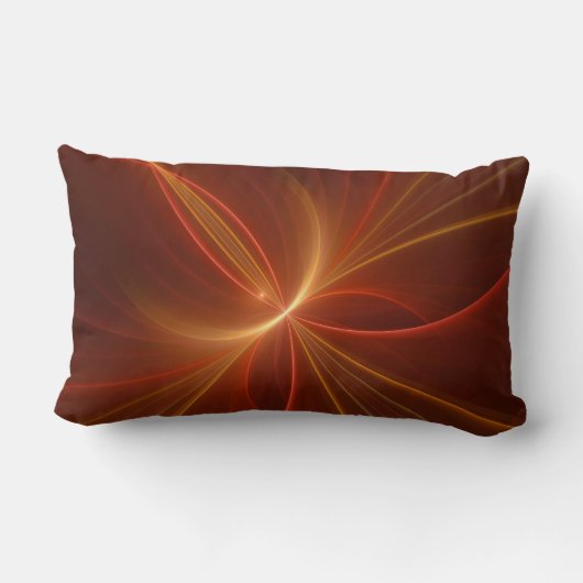 神秘的な抽象芸術フラクタルアートモダンの暖かい色 ランバークッション (裏面)