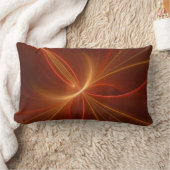 神秘的な抽象芸術フラクタルアートモダンの暖かい色 ランバークッション (ブランケット)
