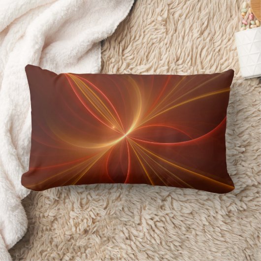 神秘的な抽象芸術フラクタルアートモダンの暖かい色 ランバークッション (ブランケット)