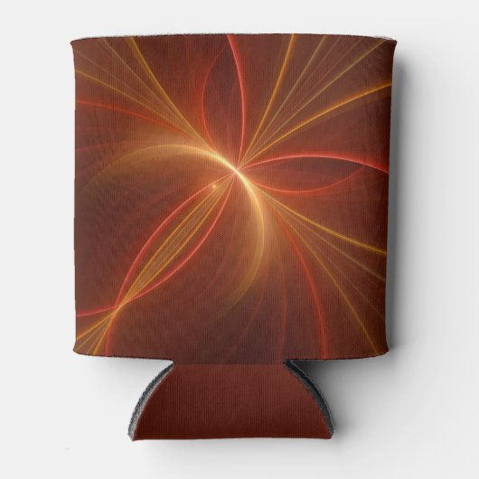 神秘的な抽象芸術フラクタルアートモダンの暖かい色 缶クーラー (正面)