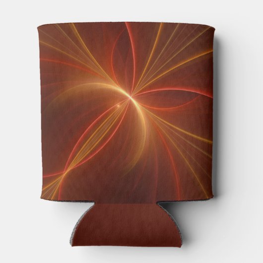 神秘的な抽象芸術フラクタルアートモダンの暖かい色 缶クーラー (裏面)