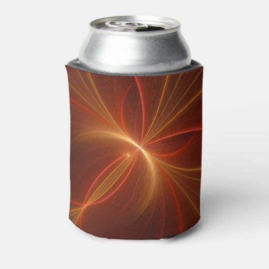 神秘的な抽象芸術フラクタルアートモダンの暖かい色 缶クーラー (缶裏面)